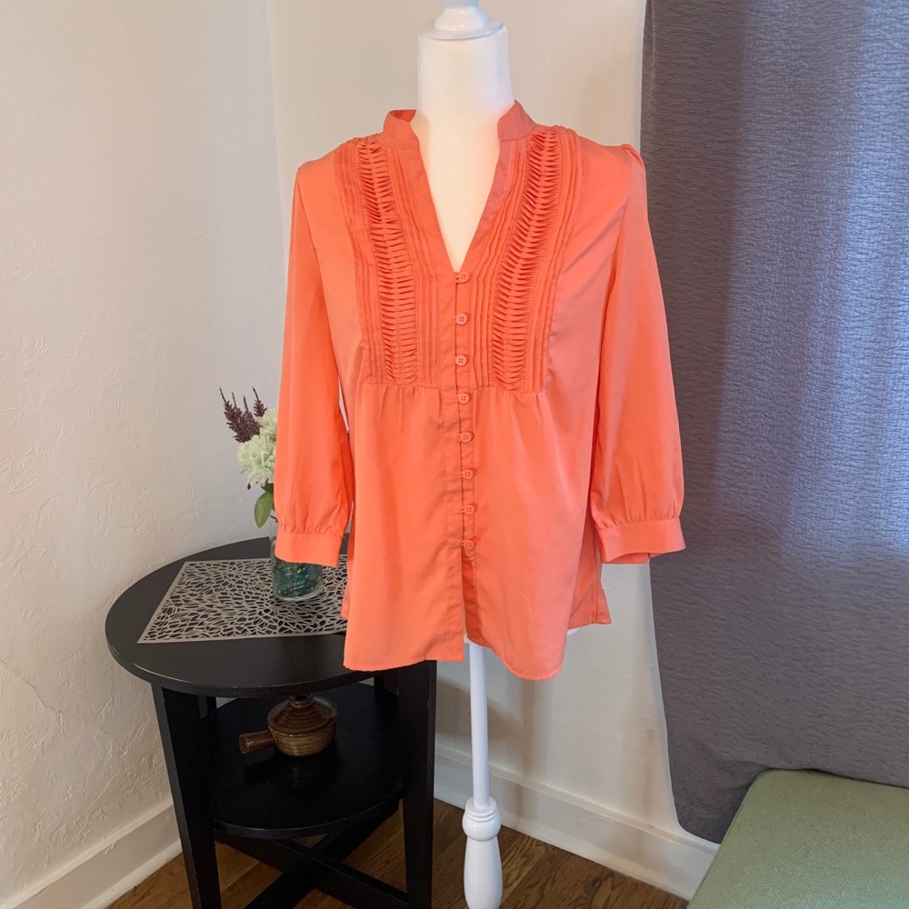 Coral/peach quarter sleeve Blouse Banana Republic